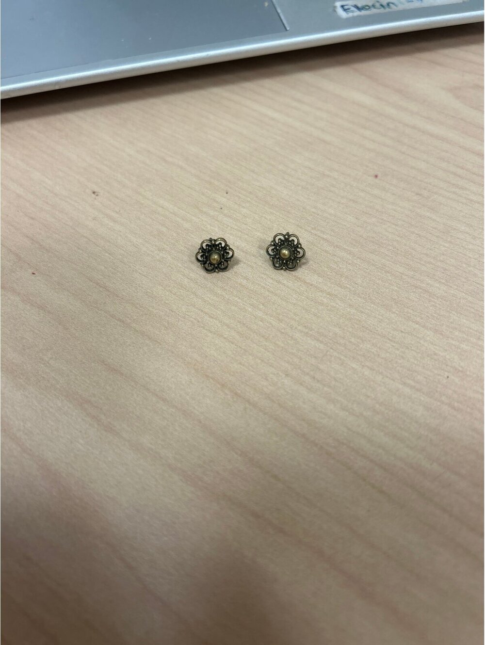 Tiny Mandala Stud Earrings- bronze color